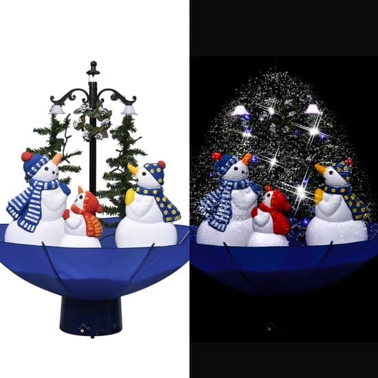 vidaxl kerstboom sneeuwend met paraplubasis 75 cm pvc blauw