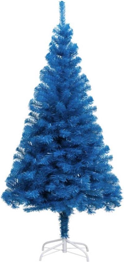 vidaxl kunstkerstboom met standaard 120 cm pvc blauw