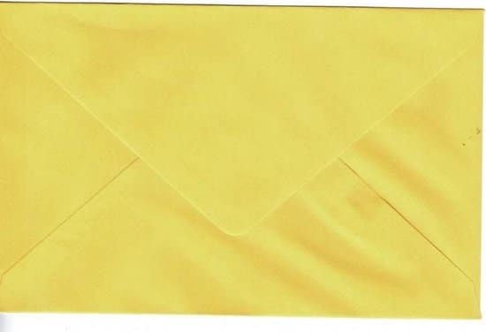 50 luxe enveloppen geel 120x190mm 110 grams gegomde puntklepsluiting