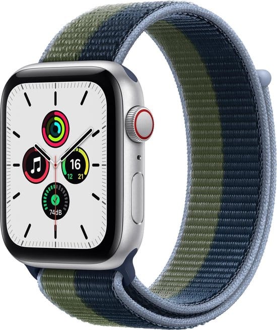 apple watch se 2021 sport loop bandje 44 mm 4g gps zilver 1