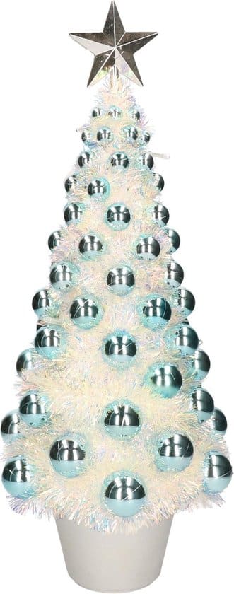 complete kunstkerstboom met lichtjes en ballen blauw kerstversiering