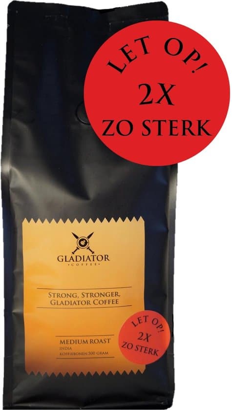 gladiator coffee 2x zo sterke koffie koffiebonen zak 500 gram dark 1