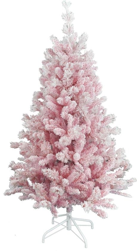 kunstkerstboom teddy pink flocked 150cm roze