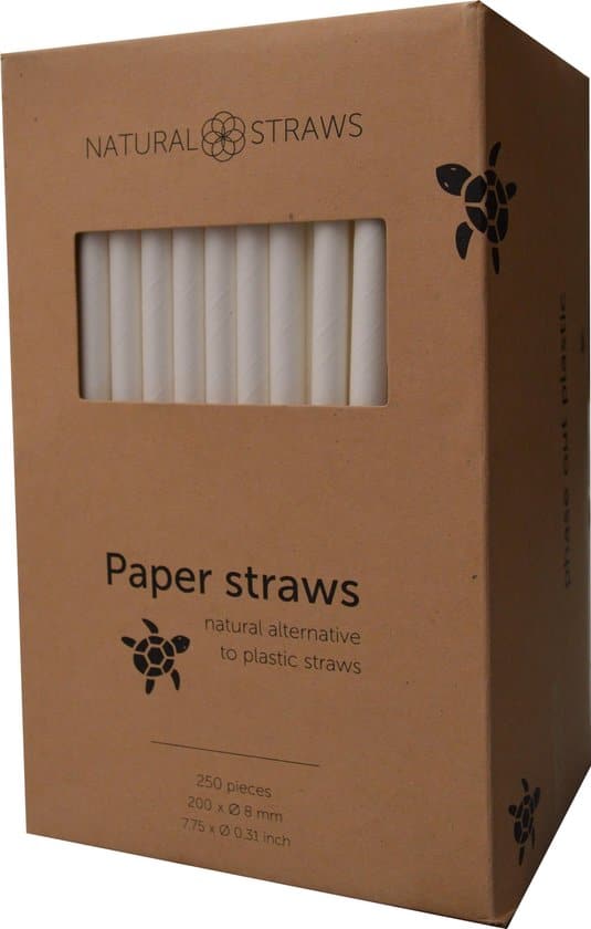 natural straws papieren rietjes 20 cm wit 250 stuks 100 composteerbaar