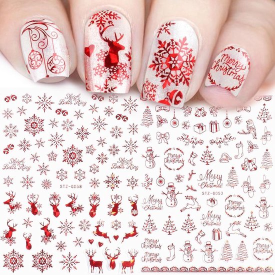 nieuwjaar of kerst nagelstickers twee vel 180 nagel stickers christmas