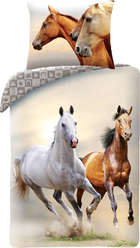 animal pictures dekbedovertrek paarden galop eenpersoons 140 x 200 cm