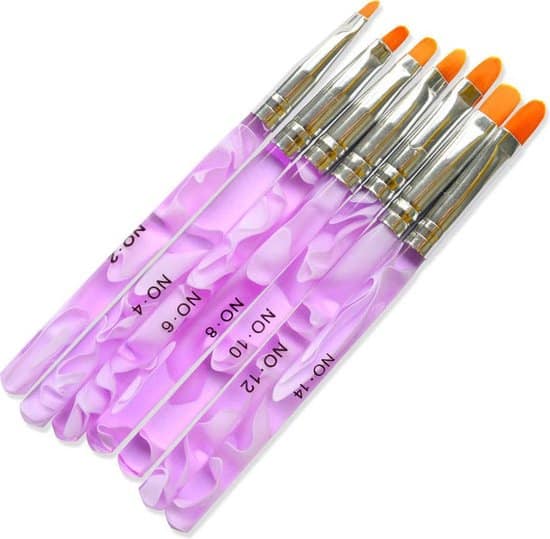 dw4trading acryl penselen nageldecoratie pennen roze marmer set van 7