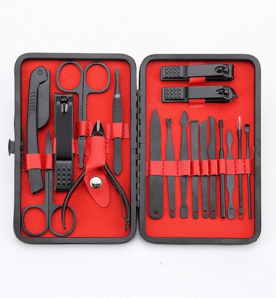 v p exclusieve manicure set pedicure set met lederen opbergetui 19 delig