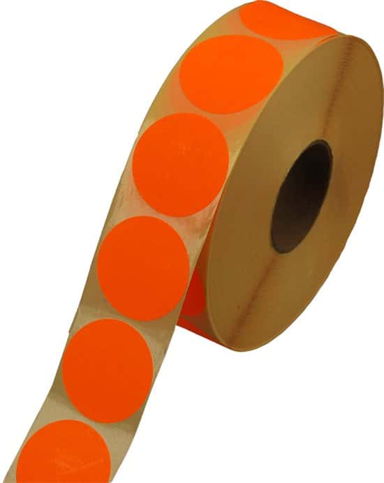 500 etiketten rond oranje sticker 35 mm op rol label stickers gekleurd