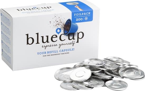 bluecup dekselpakket hervulbare nespresso cup aanvulling op start pakket