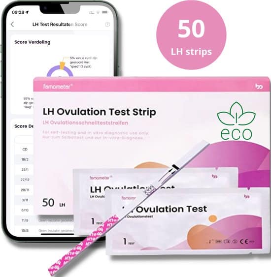 femometer ovulatietest dipstick 50 stuks ook te lezen met app 25miu ml