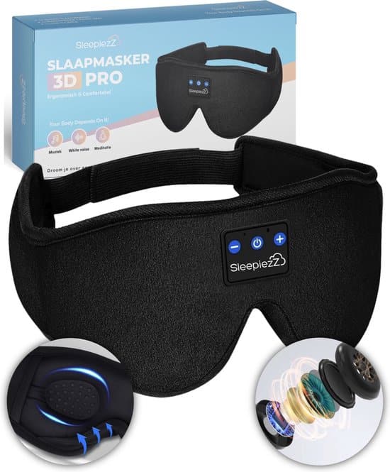 sleepiezz slaapmasker 3d pro bluetooth speakers traagschuim oogmasker