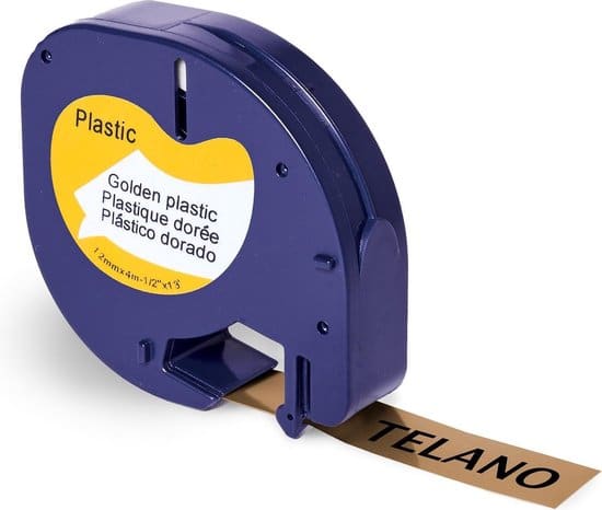 telano plastic labels zwart op goud voor dymo letratag labelprinter