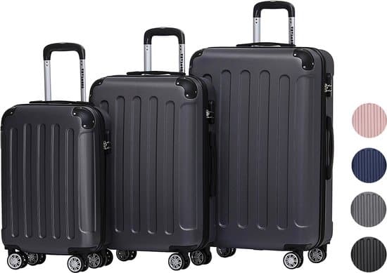 trvlmore kofferset 3 delig 38l handbagage 70l 110l zwart