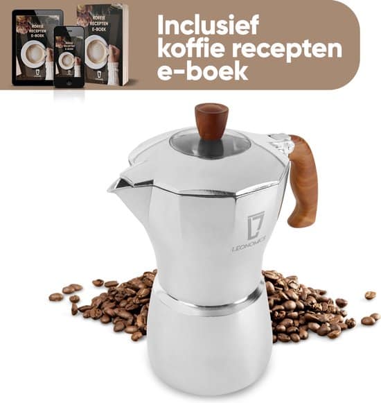 leonomics premium percolator voor 6 koffiekopjes aluminium espressomaker