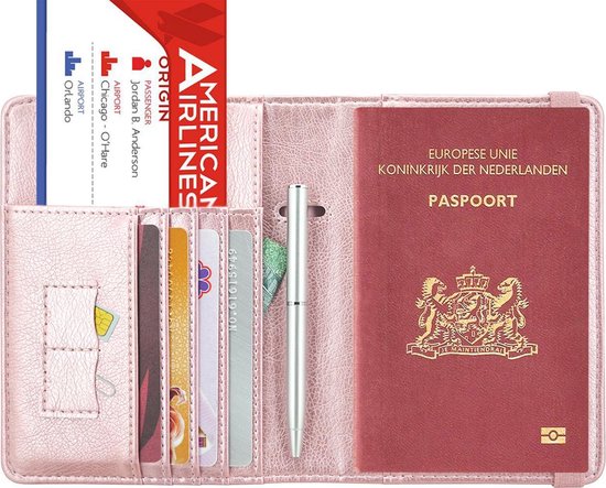 luxe style rfid paspoort hoesje anti skim paspoorthouder roze goud