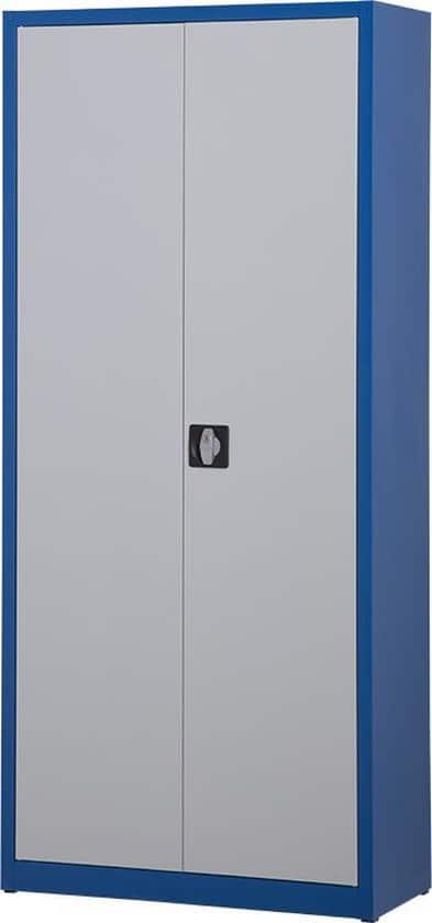 metalen archiefkast 195 x 92 x 42 cm blauw licht grijs met slot