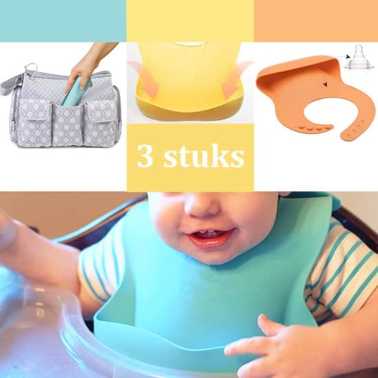 siliconen slabbetje met opvangbakje 3 stuks zacht en comfortabele baby slab