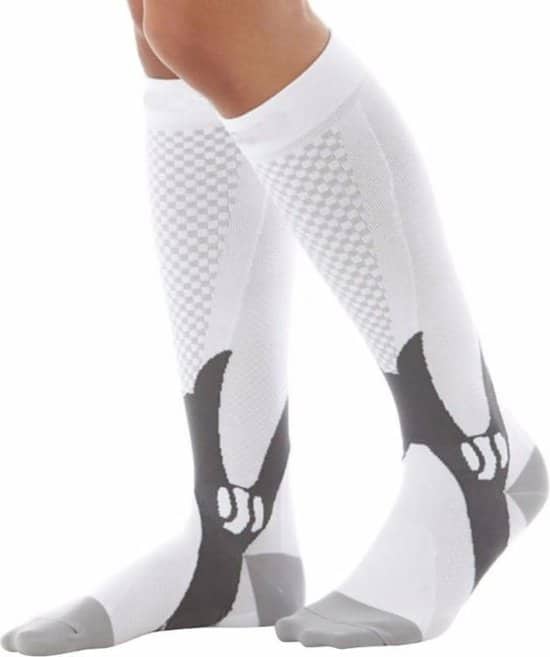 sport compressie kousen sokken wit maat 38 t m 42 hardlopen spataderen