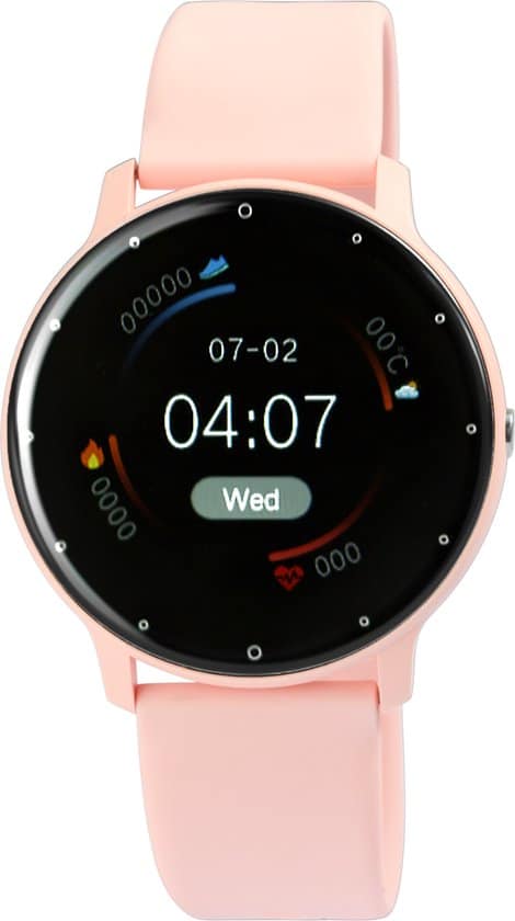 timetech smartwatch sporthorloge roze met touchscreen hartslagmeter