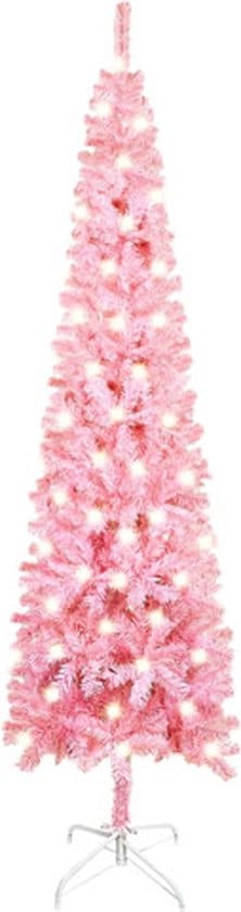 vidaxl kerstboom met leds smal 150 cm roze