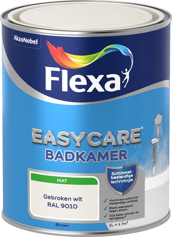 flexa easycare muurverf mat badkamer gebroken wit ral 9010 1 liter
