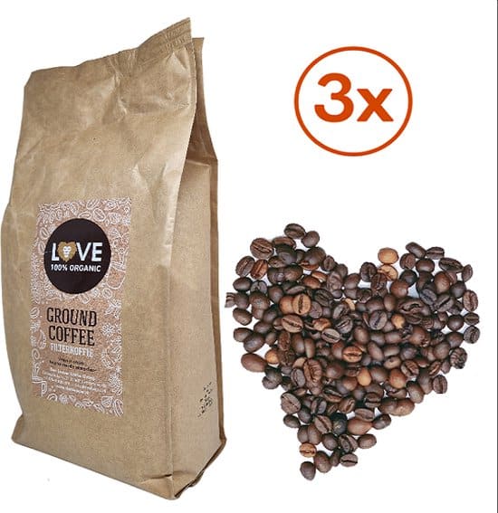 love 100 organic filterkoffie fairtrade gemalenkoffie