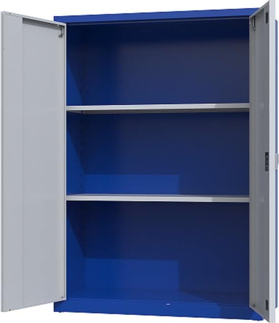 metalen archiefkast 130x92x42 cm blauw grijs met slot