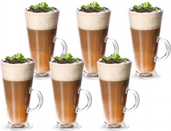 monoo latte macchiato cappuccino glazen met handvat set van 6 stuks irish