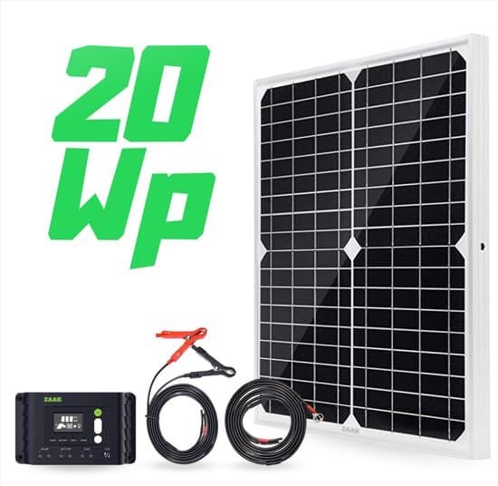zaak topsolar 20wp 12 volt zonnepanelen compleet pakket plug and play