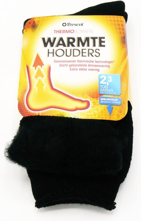 doodadeals thermosokken warme sokken voorkom koude voeten zwart maat