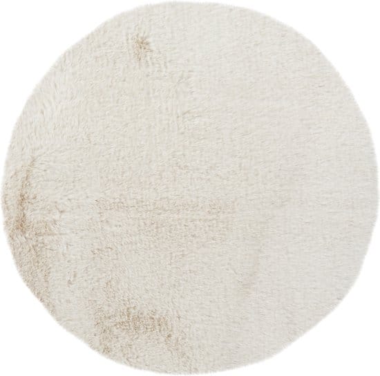 kayoom hoogpolig badkamer tapijt wasbaar wit rond 100cm antislip