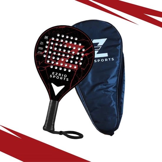 padel racket padelracket padeltas tennis 3k carbon zwart rood