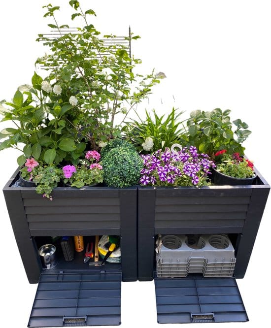 pro garden dubbele plantenbak bloembak verhoogd met opslagruimte robuust
