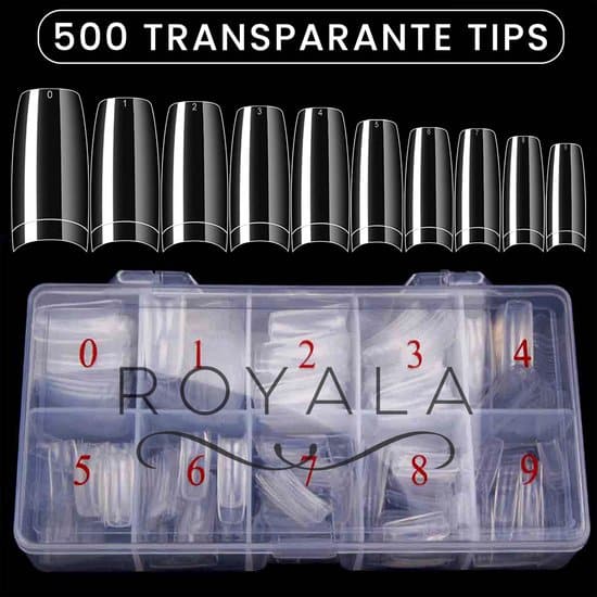 royala nagel tips french half cover 500 stuks 10 maten transparant