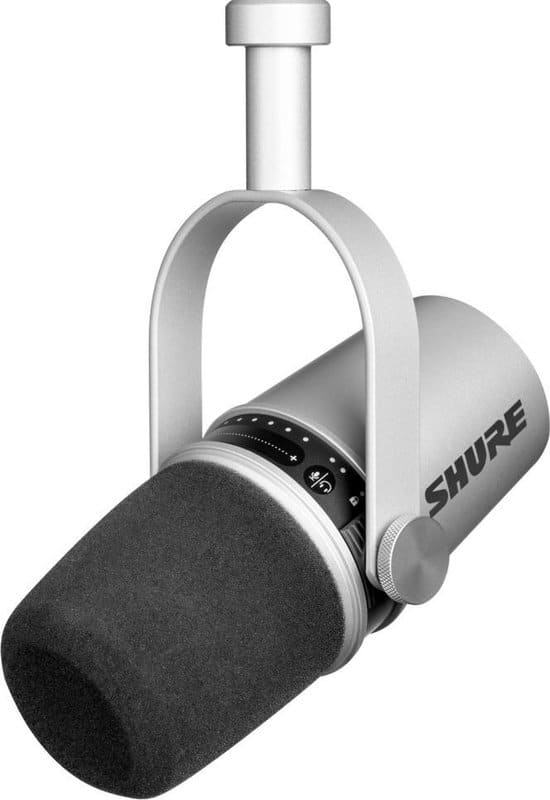 shure mv7 zilver microfoon voor studios