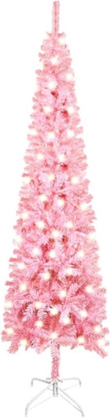 vidaxl kerstboom met leds smal 120 cm roze