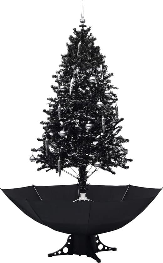 vidaxl kerstboom sneeuwend met paraplubasis 190 cm pvc zwart
