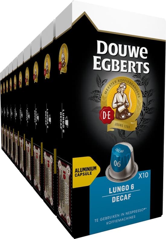 douwe egberts lungo decaf koffiecups intensiteit 6 12 10 x 10 capsules