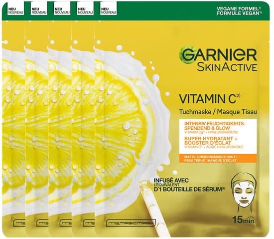 garnier skinactive sheet mask vitamine c gezichtsmasker 5 stuks