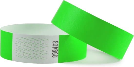 grootverpakking combicraft blanco tyvek polsbandjes neon groen 1000 stuks