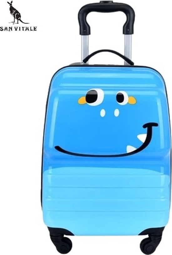 san vitale lichtgewicht reis koffer trolley handbagage dino blauw 2