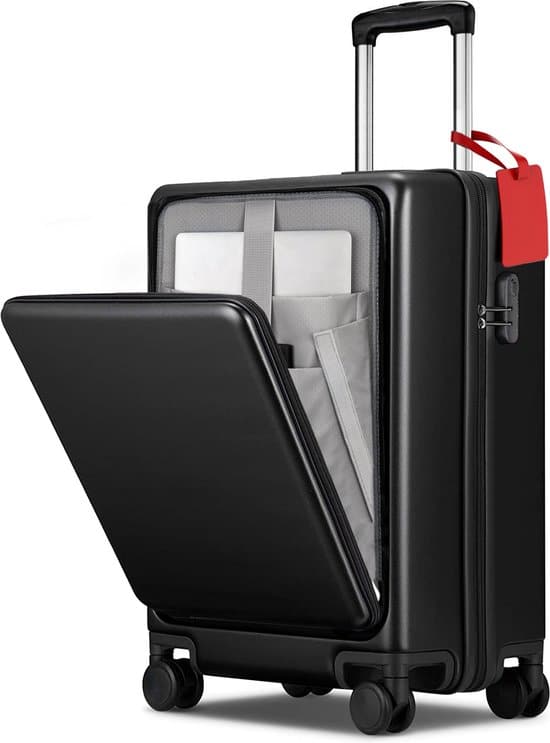 vaive handbagage koffer 43l koffer lichtgewicht trolley zwart 1