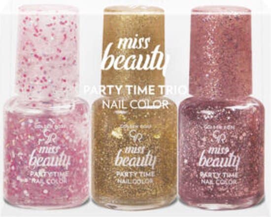 golden rose miss beauty party time trio nail colors glitters op je nagels 1