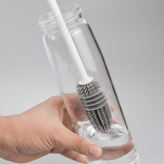 siliconen afwasborstel duurzame borstel voor lange glazen en flessen wit