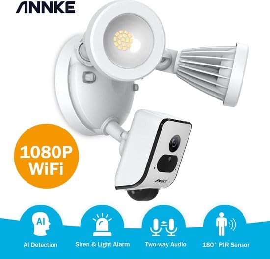 annke 1080p hd foodlight wifi beveiligingscamera met schijnwerper led spots