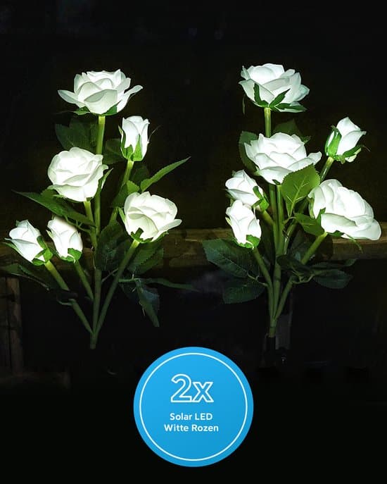 doublemm solar led tuinverlichting sfeerverlichting witte rozen met led