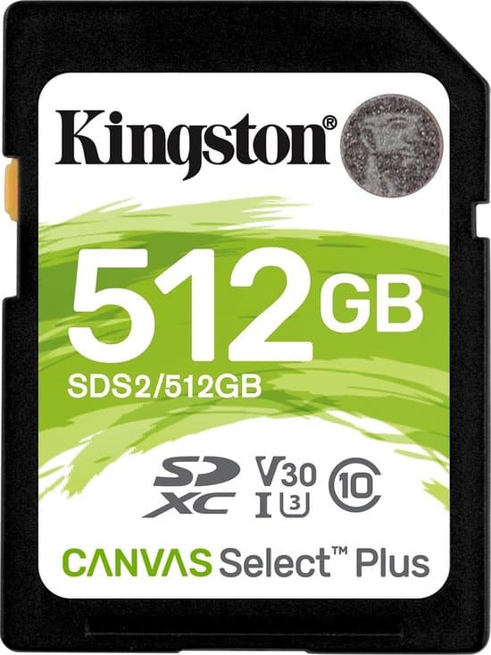 kingston canvas select plus flashgeheugenkaart 512 gb video class v30