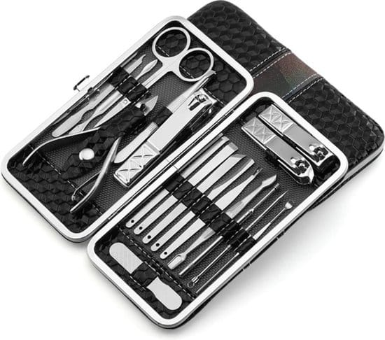 luxe manicure en pedicure set nagelverzorging nail art 18 delig zwart