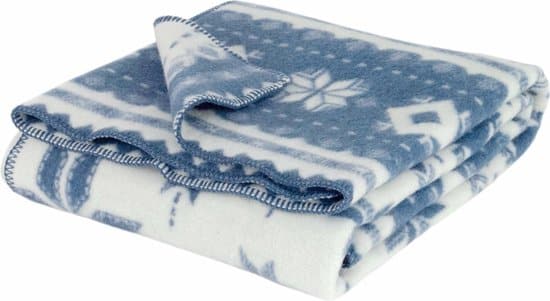 most wollen jacquard deken nordic merino wol 200 x 220 cm blauw wit